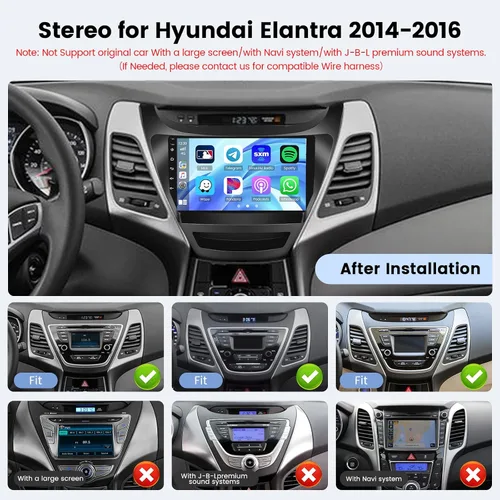 Miniatura 4 de [4+64G] Android 15 Estéreo de coche para Hyundai Elantra 2014 2015 2016, Hikity 9 pulgadas IPS pantalla táctil Elantra Radio inalámbrico Carplay