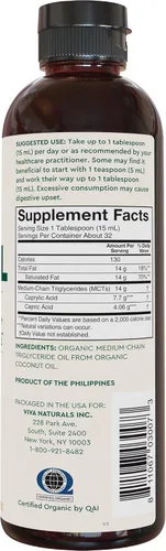 Miniatura 8 de Viva Naturals Aceite orgánico MCT, 16 onzas líquidas, aceite MCT para café, orgánico USDA, sin OMG, certificado paleo y apto para ceto, apoya