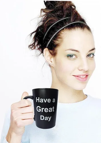 Miniatura 3 de LaTazas MAUAG idea divertida para regalo de navidad - taza de café de porcelana de 13 onzas con leyenda "Have a Great Day" y dedo anular en el Negro