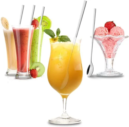 Miniatura 8 de Juego de utensilios de cocina de madera, 6 cucharas de mango largo de acero inoxidable, para madres, leches, té, mezcla, cóctel, agitación, café