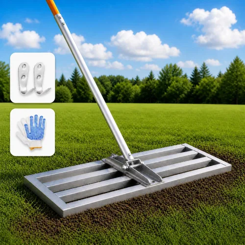 Miniatura 9 de Rastrillo nivelador de 30 x 10 pulgadas para kit de nivelación de patio trasero, herramienta de nivelación de césped resistente de 6.5 pies