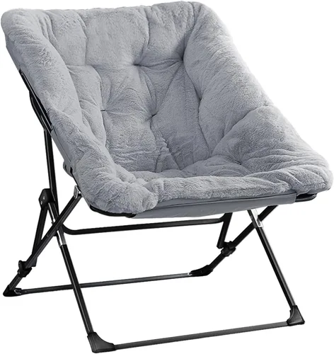 Miniatura 11 de Walsham Silla plegable cómoda, de piel sintética, suave, acogedora, silla Papasan de lectura para adultos, niños, dormitorio, sala de estar, Negro