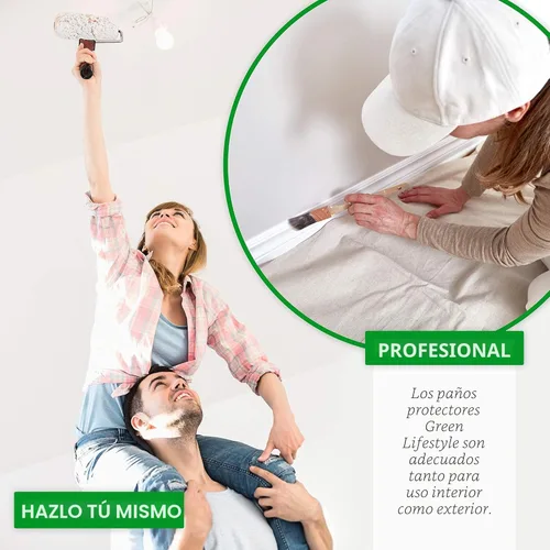 Miniatura 4 de GREEN LIFESTYLE Telas de lona multiusos de lienzo - Tela protectora para pintar, cubierta de piso, protección resistente para muebles y superficies