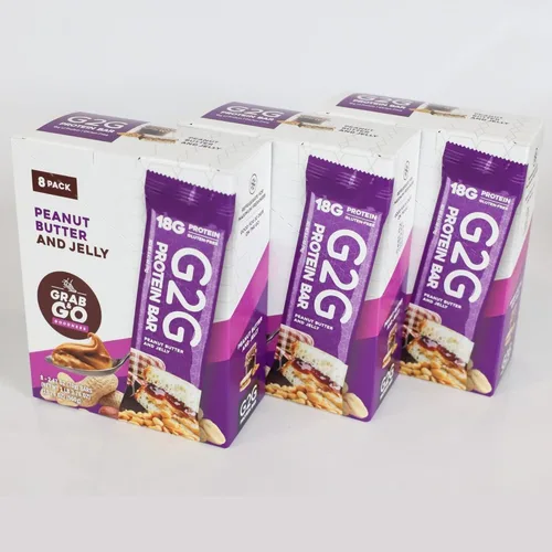 Miniatura 6 de G2G Barra de proteínas, mantequilla de maní y gelatina, aperitivo saludable, delicioso reemplazo de comidas, sin gluten, ingredientes limpios