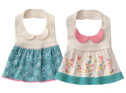 Miniatura 3 de Paquete de 3 baberos de bebé para niña, impermeables, con broches ajustables