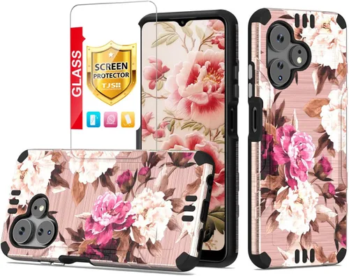 Miniatura 15 de TJS Funda compatible con Boost Mobile Celero 5G + Plus 2024 (3ª versión), protector de pantalla de vidrio templado, híbrido a prueba de golpes