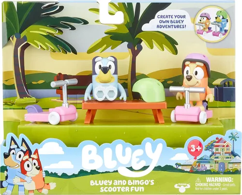 Miniatura 9 de Bluey Vehículo 2-Pack, 2.5-3" Bingo Figuras Articuladas - Scooter Time
