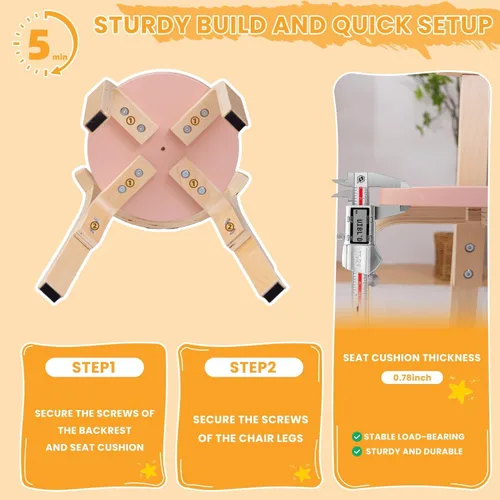 Miniatura 9 de Swegrow Silla de Madera para Niños, Silla para Niños Pequeños para Mesa, Sillas Apilables para Niños, Muebles de Madera para Niños para Familia/Sala