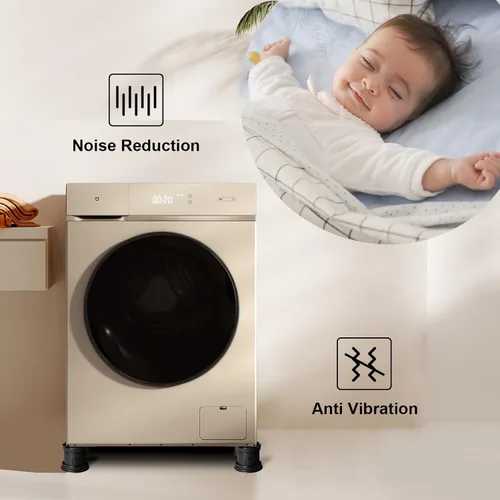 Miniatura 7 de 4 piezas de almohadillas antivibración para lavadora, altura ajustable detiene el movimiento de la lavadora y secadora, previene el ruido