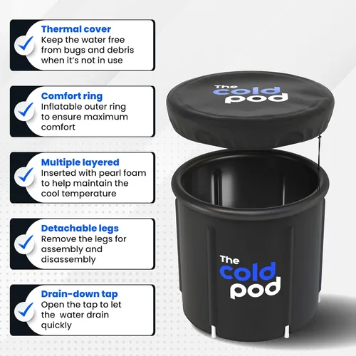 Miniatura 5 de The Cold Pod Bañera de Baño de Hielo para Atletas con Tapa: Tina de Inmersión en Frío de 88 Galones para Recuperación, Piscina de Inmersión en Baño