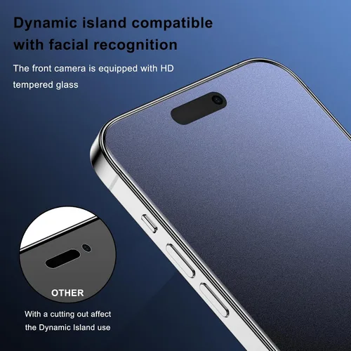 Miniatura 3 de [2+1 para iPhone 16 Pro Protector de pantalla de privacidad mate y protector de lente de cámara, antideslumbrante, antiespía 9H, película de vidrio