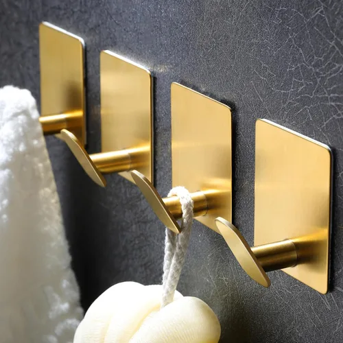 Miniatura 10 de DELITON Paquete de 4 ganchos adhesivos para toallas - Blancos, ganchos autoadhesivos resistentes para pegar en la pared, para colgar batas, abrigos