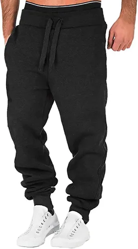 Pantalones deportivos sueltos para hombre de otoño e invierno para correr, color sólido, con cordones