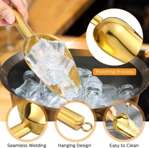 Miniatura 3 de Zhehao 8 cucharas de hielo de metal de acero inoxidable de 6 onzas para máquina de hielo, cocina, congelador, bar, boda, fiesta, cucharas pequeñas