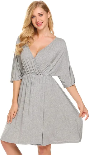 Miniatura 3 de Ekouaer Vestido de maternidad 3 en 1 para maternidad, trabajo de parto y lactancia, camisón de enfermería, ropa de dormir para lactancia, tallas S a