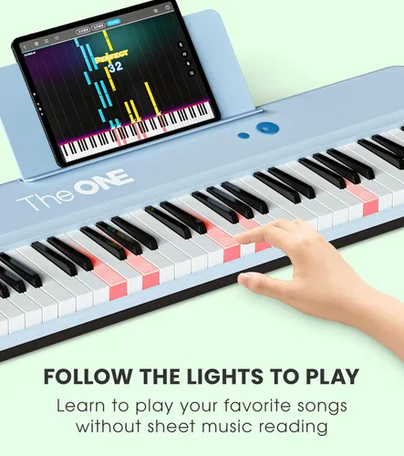Miniatura 2 de The ONE Teclado inteligente COLOR Teclado de piano de 61 teclas, teclado de música con 256 timbres, 64 polifonía, 2 altavoces, luces LED integradas