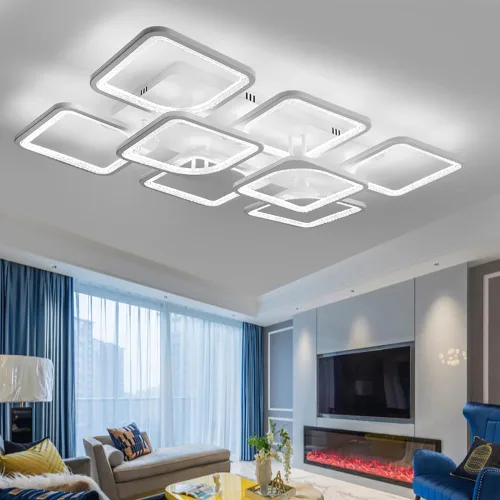 Miniatura 16 de Lámpara LED de techo regulable, 5 luces de techo de 23 pulgadas, montaje empotrado, lámpara de 80 W para sala de estar, dormitorio, cocina