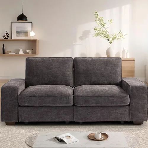 Miniatura 49 de TEKAMON Sofá Modular de 100" con Almacenamiento en los Asientos, Cómodo Sofá de Tela Chenilla de 3 Plazas para Sala de Estar, Oficina, Apartamento