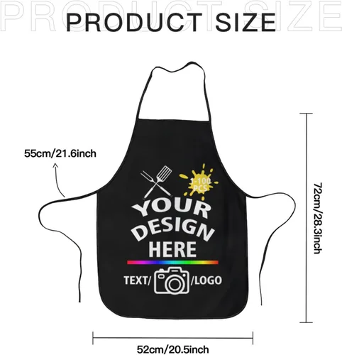 Miniatura 2 de Delantal personalizado para mujeres y hombres, diseña tu divertido texto, logotipo, imagen, delantales de cocina, 1-100 piezas, chef personalizado