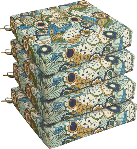 Miniatura 41 de UNIKOME Cojines para sillas de exterior, resistentes al agua, con lazos, relleno de esponja de alta densidad, cojines de asiento cuadrados
