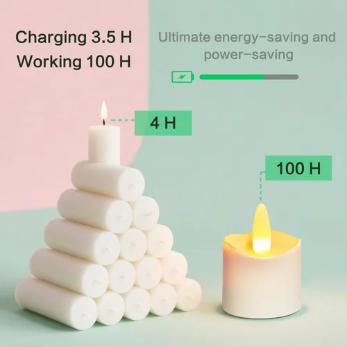 Miniatura 3 de HL Velas sin llama con temporizador remoto, más de 100 horas recargables, impermeables, funciona con pilas, con base de carga, velas flotantes