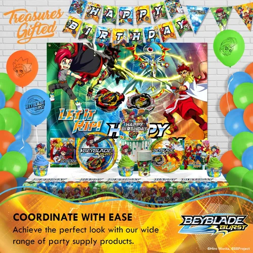 Miniatura 7 de Treasures Gifted BEYBLADE BURST - Suministros para fiestas con licencia oficial – Paquete de 16 servilletas – Decoraciones de cumpleaños BEYBLADE