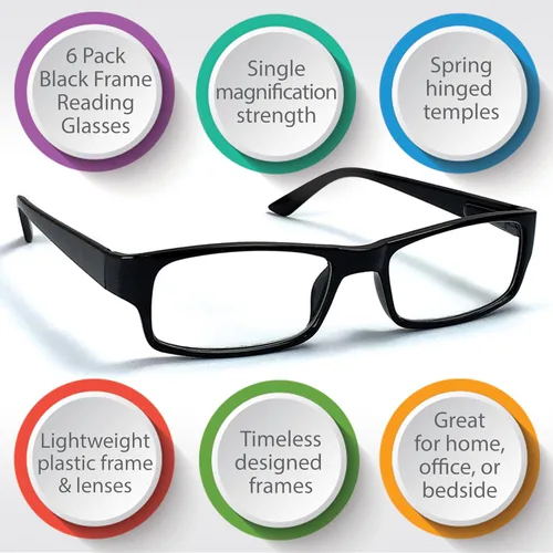 Miniatura 2 de Boost Eyewear Reading Glasses, Traditional Black Frames, with Spring Loaded Hinges