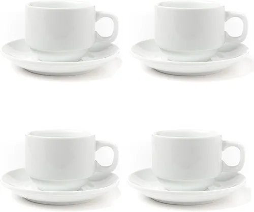 Miniatura 9 de Huji Juego de tazas y platillos de café turco expreso de porcelana fina de 3.2 onzas (4 tazas, 4 platillos)