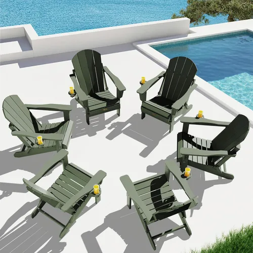 Miniatura 91 de SERWALL - Silla plegable Adirondack para patio, jardín, exterior, resistente a la intemperie, sillas para hoguera, color naranja