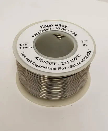 KappZapp7 - Soldadura de núcleo sólido de 1/16" (1,6 mm) para bobina de cobre, latón y acero inoxidable de ½ lb