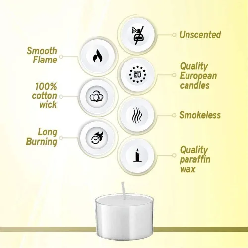 Miniatura 4 de BOLSIUS 48 Velas sin perfume en portavelas transparentes - 8 horas de combustión - Calidad europea premium - Llama consistente y sin humo - Mecha