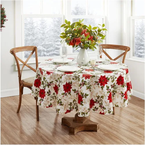 Miniatura 2 de Elrene Home Fashions - Mantel de vinilo resistente al agua y a las manchas con reverso de franela, 60 x 84 pulgadas, diseño navideño