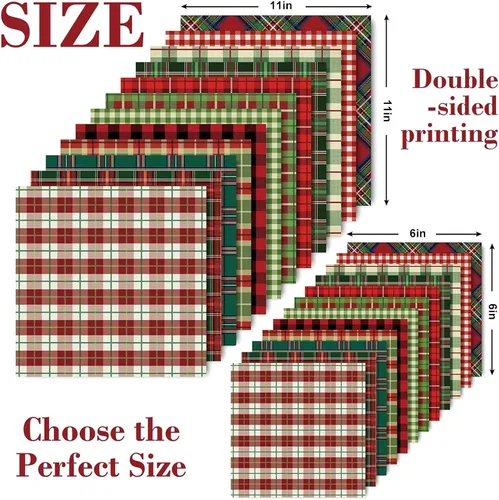 Miniatura 2 de Whaline 24 piezas de papel con patrón de Feliz Navidad, álbumes de recortes, papel especial de doble cara, papel decorativo para manualidades