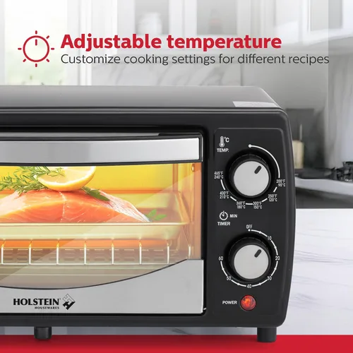 Miniatura 5 de Holstein Housewares Horno Tostador de Mostrador de 4 Rebanadas con Temporizador de 60 Minutos Incluye Bandeja y Rejilla de Alambre, Perfecto