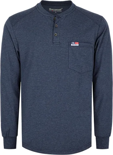 Miniatura 14 de BOCOMAL Camisas FR para hombre, manga larga, Henley EX, suave, jaspeado, 6 onzas, peso medio, resistente al fuego, camiseta de trabajo CAT2