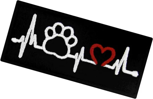 Miniatura 4 de Perro mascota pata con corazón Servicio de electrocardiograma Perro Parche Bordado Chaleco/Arneses Insignia Sujetador Gancho y Bucle Emblema