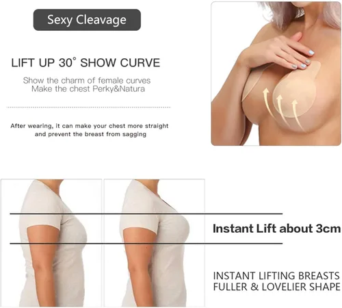 Miniatura 3 de Sticky Bra,Breast Lift Tape Adhesive Bra Push Up Invisible Strapless Backless Silicone Bra Reusable for Women