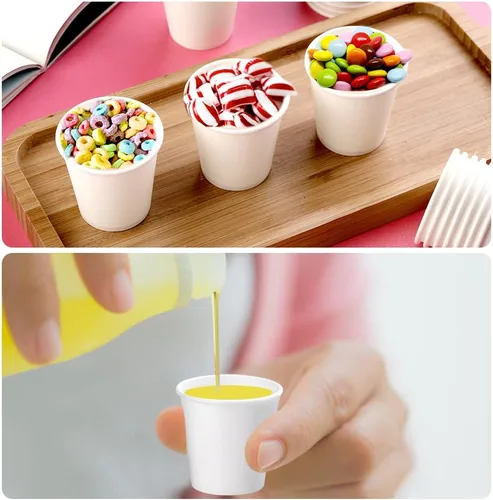 Miniatura 7 de Paquete de 50 vasos de papel blancos de 3 onzas, vasos desechables para el baño, vaso pequeño para enjuague bucal, vaso para aperitivos para agua