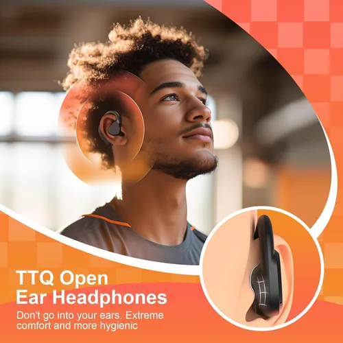 Miniatura 2 de TTQ Oreja abierta, auriculares inalámbricos Bluetooth 5.3, deportes con ganchos para las orejas y micrófono, tiempo de reproducción de 60 horas