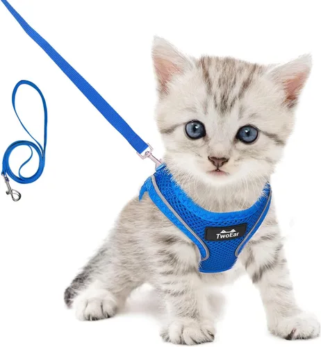 Miniatura 9 de TwoEar Arnés de gato a prueba de escape, suave chaleco ajustable para perro, de malla transpirable, chaqueta reflectante de fácil control para Negro
