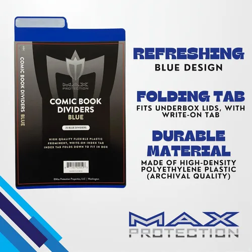 Miniatura 3 de Max Protection Separadores de cómics con pestañas, calidad de archivo de plástico de 30 puntos para almacenamiento de cómics, pestañas de índice