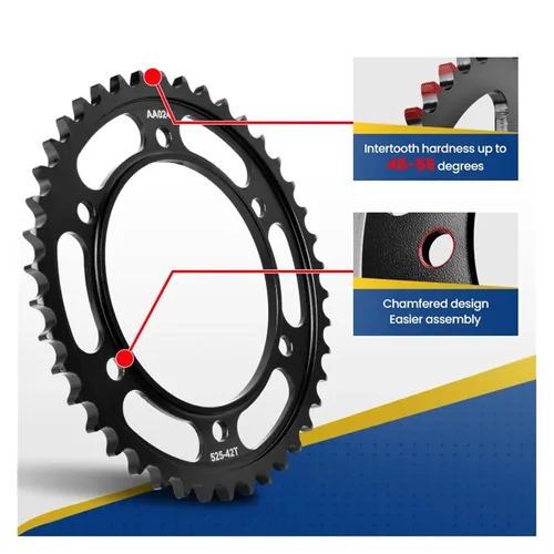 Miniatura 4 de Front Rear Sprocket Compatible with Yamaha MT/FZ/FJ-07/08/10 YZFR7 YZF690 XTZ690 XSR700 MTN1000 XTZ/YZF/XSR/MTN/MTM 690 700 850 890 1000 525(525 15T