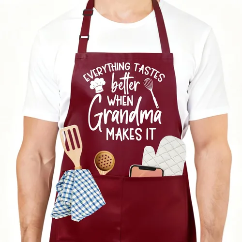Miniatura 7 de Divertido delantal de cocina para mujeres y hombres, delantal de cocina para hornear con 2 bolsillos, lindo regalo de cumpleaños, Navidad, día