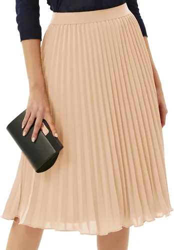 Miniatura 6 de GRACE KARIN - Falda plisada de gasa para mujer, con cintura alta y elástica, vuelo, corte acampanado y longitud por debajo de la rodilla