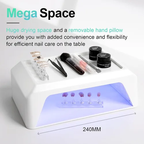 Miniatura 5 de L'UGX Lámpara Profesional de Curado de Uñas para Secador de Esmalte en Gel 72W Luces LED UV para Uñas con Almohada Reposabrazos y Bandeja Retráctil