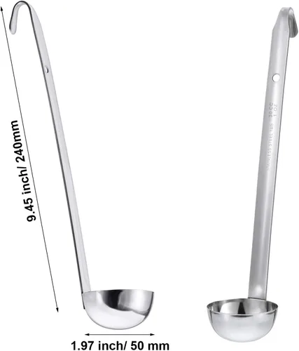 Miniatura 4 de meekoo Cucharón de acero inoxidable con mango de sopa con borde de vertido para cocina, cocina, salsa de sopa (1 onza)