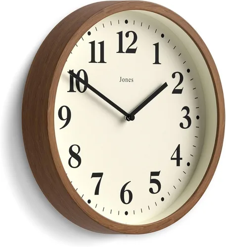 JONES CLOCKS® Lodge - Reloj de pared | Reloj moderno pequeño | 10 pulgadas | Madera sintética oscura | Estilo contemporáneo clásico para cocina,