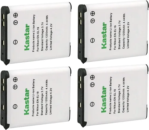 Kastar Paquete de 4 baterías de repuesto para Nikon EN-EL19 MH-66 Coolpix S3200 S3300 S3400 S3500 S3600 S3700 S4100 S4200 S4300 S4400 S5200 S5300