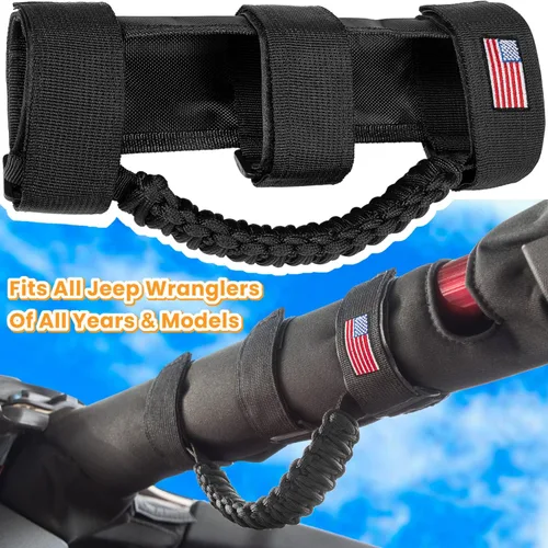 Miniatura 2 de Asas de agarre de barra enrollable + Asa de agarre para reposacabezas para Jeep Wrangler YJ TJ JK JKU JL JLU Sport Sahara Freedom Rubicon Unlimited