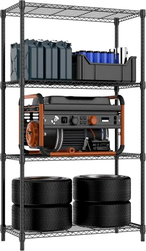 Miniatura 40 de M MZG Estantería de almacenamiento de 5 estantes, estantería de alambre de metal resistente, estantería de almacenamiento ajustable para garaje